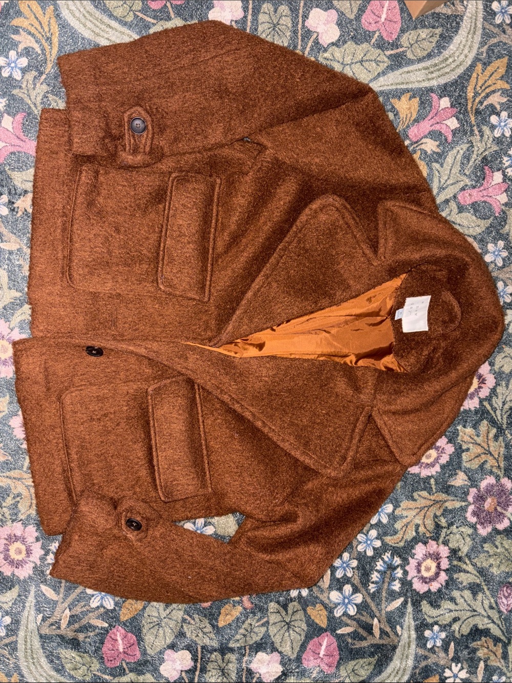 a new day Brown Womens Wool-Blend Button Front Jacket